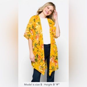 Emory Park Landy Crochet Trim Open Front Woven Top